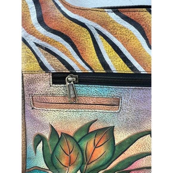 Anuschka Hand Painted Purse Cross Body Bag Butterfly Shoulder Boho - Picture 10 of 12
